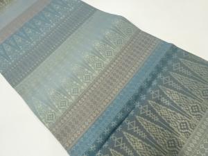 織悦製　横段に抽象模様全通袋帯